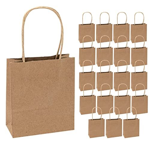 Idena 60057 - Papieren zakken, 20 stuks, 18 x 8 x 21 cm, geschenkzakken, kraftpapier zakken, knutselzakken voor decoreren en cadeau geven