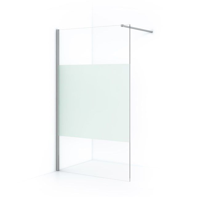 Maxaro Inloopdouche Diamond 110cm 8mm Helder Veiligheidsglas met Matte Strook Chroom