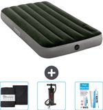 Intex Luchtbed - 1-Persoons - 99 x 191 x 25 cm - Groen - Inclusief Hoeslaken - Pomp en Reparatieset