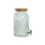 Fijalo Item International Drank dispenser Beverages Tap - 5.5 Liter - bewerkt glas/bamboe - tapkraan/deksel