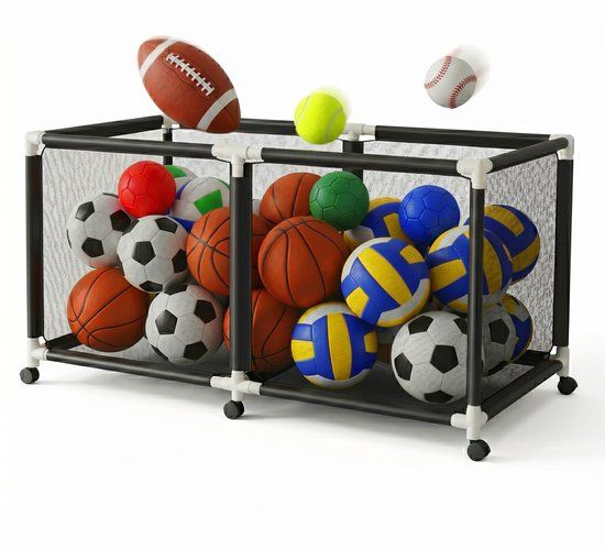 Relaxdays Ballenwagen - met 4 wielen - 85 x 160 x 78 cm - zwart