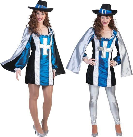 Funny Fashion Musketier Kostuum Musketier Mostadero Jurk Vrouw Maat 36-38 Carnaval kostuum Verkleedkleding