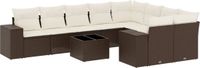 vidaXL 10-delige Loungeset met kussens, polyrattan, bruin