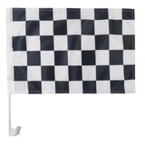 AZ FLAG Autovlag Zwart-wit geblokt 45x30 cm Mesh Polyester Zuignap