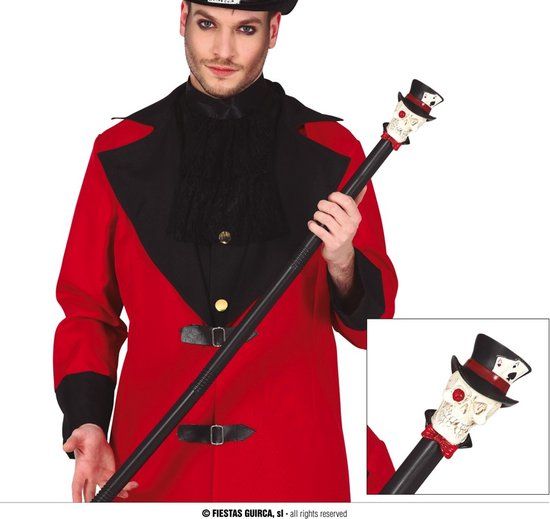 Halloween Walking Stick Skull with High Black Hat 85 cm