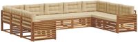 vidaXL Hoek loungeset 9-delig Massief Acacia Hout Natuurlijk en Beige