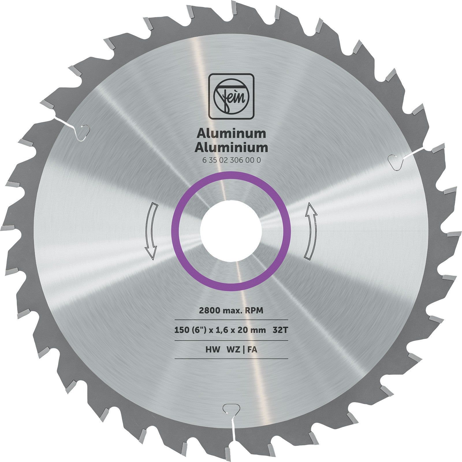 Fein Cirkelzaagblad voor Aluminium & Non-ferro | Premium | Ø 150mm Asgat 20mm 32T - 63502306000