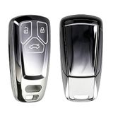 kwmobile Audi 3-knops Smartkey autosleutel hoesje (alleen Keyless Go) - TPU autosleutel behuizing - Donkergrijs/Zilver
