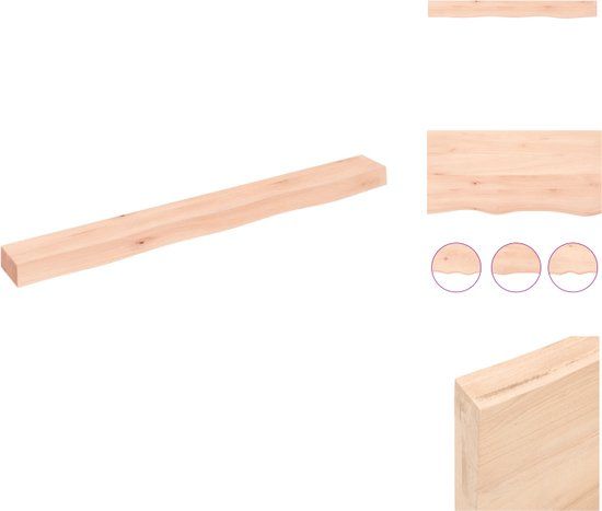 vidaXL Wandschap - 100x10x6 cm - onbehandeld - massief - eikenhout