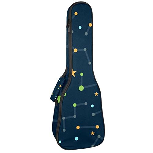 Mersov Concert Ukelele Rugzak, Heavy Duty Ukelele Case Bag met Opslag, Sopraan Concert Tenor Ukelele 10MM Gewatteerde Tas Buitenruimte Nacht Constellation Planeet