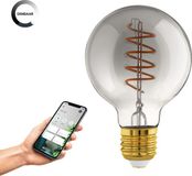 EGLO connect.z Smart LED Lamp - E27 - Ø 8 cm - Smoke - Rookglas - 2000K - Dimbaar - Zigbee