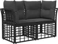 vidaXL Loveseat Buiten Zwart en Donkergrijs Polyrattan