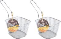 Merkloos / Sans marque Frituurmandje klein - 8x stuks - zilver - serveermandjes voor patat en snacks - 10 x 8 x 7 cm - RVS - Frites mandje