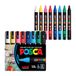 uni-ball POSCA 10.1.0968, 8 stuk(s), Beige, Zwart, Blauw, Groen, Lichtblauw, Oranje, Roze, Rood, Meerkleurig, Keramisch, Glas, Papier, Kunststof, Hout, 1,8 mm, 2,5 mm