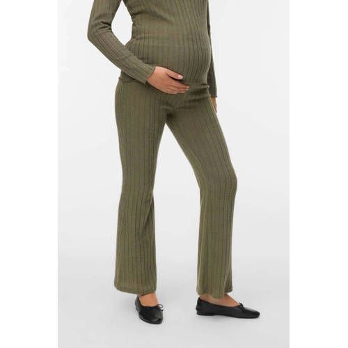 MAMALICIOUS MLFELIZIA FLARED JRS PANTS HW NOOS Dames Leggings - Grape Leaf - Gestreept - Maat L