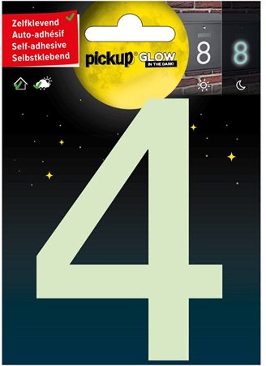 Pick-Up Pickup Zelfklevende Glow in the dark Cijfer "4"