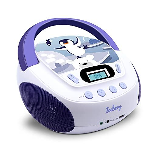 METRONIC Iceberg 477179 CD-MP3-speler voor kinderen, USB-poort en audio-ingang, hoofdtelefoonuitgang