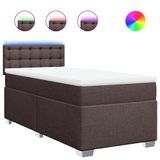 vidaXL Boxspringbed met matras, donkerbruin, 200x200 cm, gestoffeerd