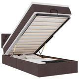 vidaXL Ottoman Bed with Mattress and LEDs - Dark Brown - 100x200 cm - Fabric