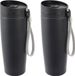 Inspirion Gmbh Thermosbeker - Set van 2x stuks - Koffie/Thee reisbeker - Isoleerbeker - zwart - 380 ml