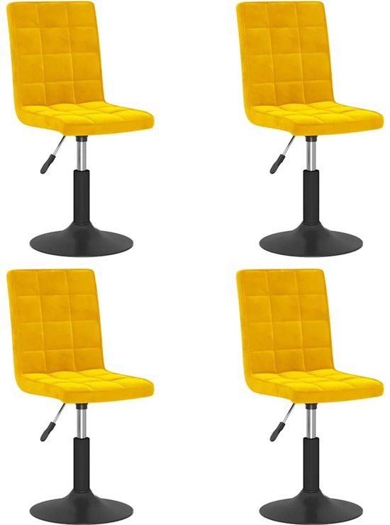 vidaXL Eetkamerstoelen draaibaar 4 st fluweel mosterdgeel