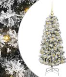 vidaXL - Kunstmatige - Hinged - Kerstboom - 150 - LED's - Groen - en - Wit - 120 - cm