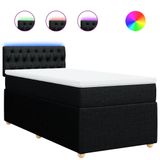 vidaXL Boxspringbed met matras, zwart, 100x200 cm, stof