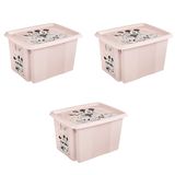 keeeper Minnie-opbergbak karolina met deksel, stapelbaar en draaibaar, voor kinderen, 30 l, roze (Nordic Pink), 3 stuks