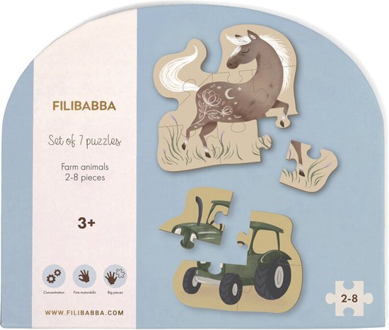 Filibabba set van 7 puzzels - boederij