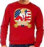 Bellatio Decorations Foute kersttrui - sweater - rood - Trump - Christmas is gonna be Huge - voor heren L