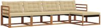 vidaXL Bank loungeset 5 zitplaatsen Natuurlijk en beige Acacia hout