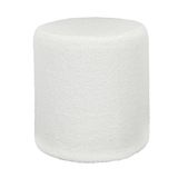 Home deco factory Poef bouclé - wit - rond - D35 cm - teddy stof - hocker - teddy poef