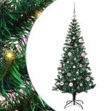 vidaXL Kunststof Voorverlichte Kerstboom Groen 150 cm PVC en Metaal