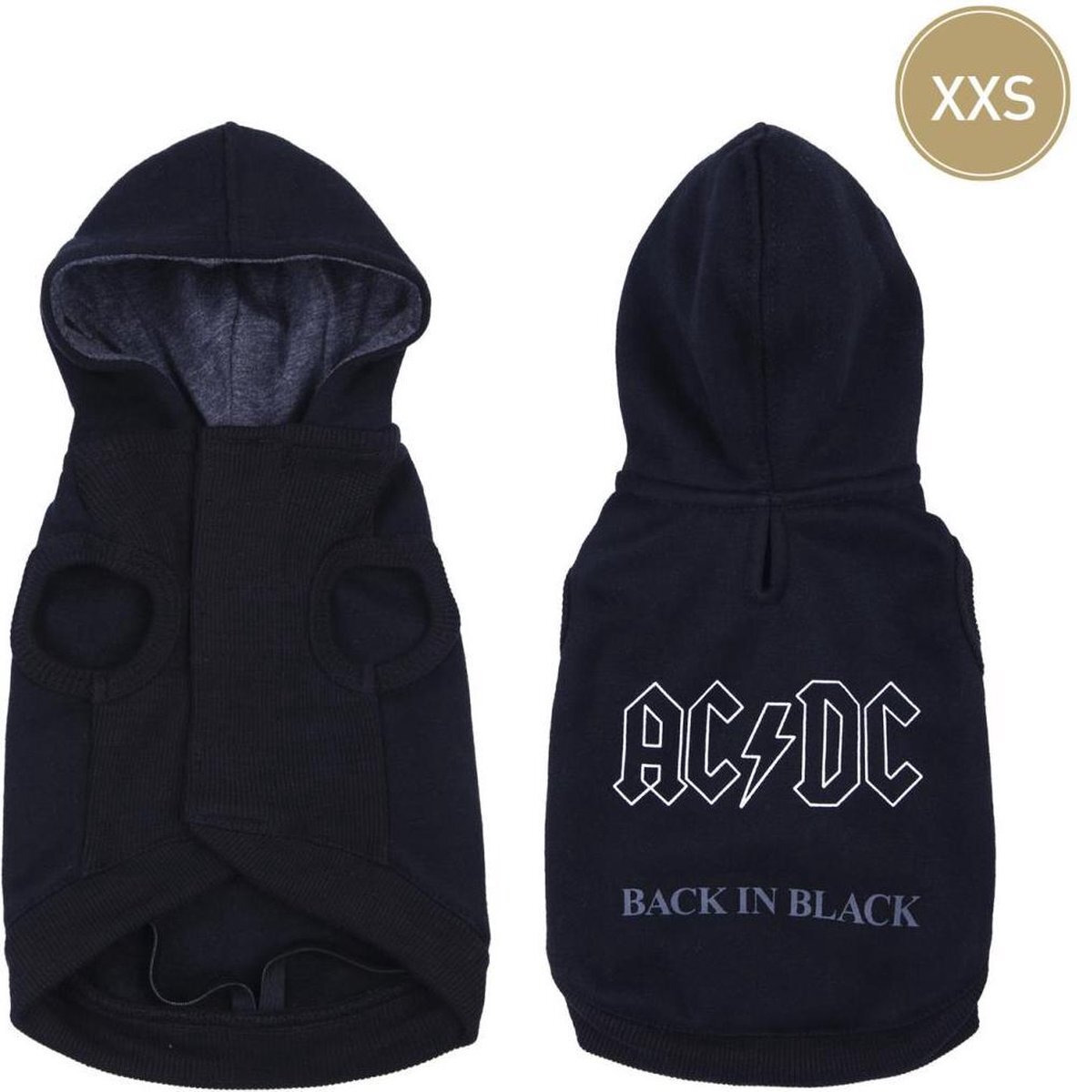 Cerdá AC/DC - Honden Hoodie - XS (Lengte 28cm - Borst 42-50cm) zwart