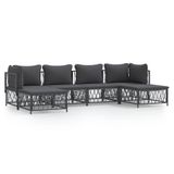 vidaXL 6-delige loungeset met kussens, staal, antracietkleurig