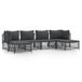 vidaXL 6-delige loungeset met kussens, staal, antracietkleurig