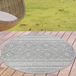 Tapis en sisal, rond, 120 cm, gris, motif à carreaux en zigzag, pour intérieur et extérieur