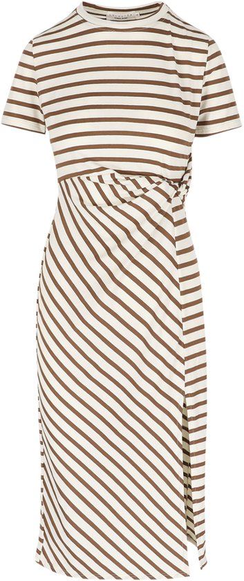 LolaLiza Gestreepte Midi Jurk Bruin Dames Maat M
