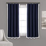 Lush Decor Rosalie Raam Gordijnen Boerderij, Rustieke Stijl Paneel Set voor Living, Eetkamer, Slaapkamer (Paar), 63" x 54" Navy, 54x63