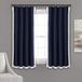 Lush Decor Rosalie Raam Gordijnen Boerderij, Rustieke Stijl Paneel Set voor Living, Eetkamer, Slaapkamer (Paar), 63" x 54" Navy, 54x63