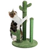 BAKAJI Krabpaal met 3 cactussen met ballen, boomvorm, plant voor katten, dieren, kleur groen met interactieve bloem voor nagels, krasbestendig, stabiel, robuust, robuust, 34 x 59