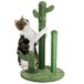 BAKAJI Krabpaal met 3 cactussen met ballen, boomvorm, plant voor katten, dieren, kleur groen met interactieve bloem voor nagels, krasbestendig, stabiel, robuust, robuust, 34 x 59