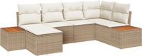 vidaXL Tuinbank Set 7-delig 6-Zits Beige en Crème