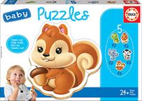 Educa - Puzzels voor babydieren. Set van 5 progressieve puzzels voor kinderen, van 3 tot 5 stukjes. Vanaf 24 maanden (13473)