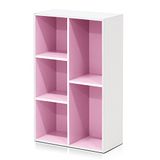 Furinno LUDER 5-kubus-draaiplank, boekenkast, wit/roze | 23,88 x 49,53 x 80,01 cm, voor woon- en slaapkamer, thuiskantoor