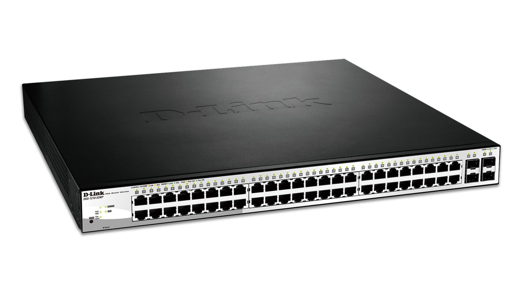 D-Link DGS-1210-52MP Managed L2 Gigabit Ethernet PoE+ Switch Zwart, Grijs