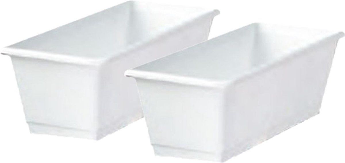 Geli Set van 2x plantenbakken wit rechthoekig 60 x 17,5 x 14,5 cm
