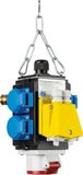 as - Schwabe MIXO Energiewürfel II DAT+ – Hänge-Verteiler mit 4 Schutzkontakt-Steckdosen, 5-polige CEE-Steckdose, Druckluft-Verteiler NW7,2 & Datendose, IP44, Made in Germany, Schwarz, 60764