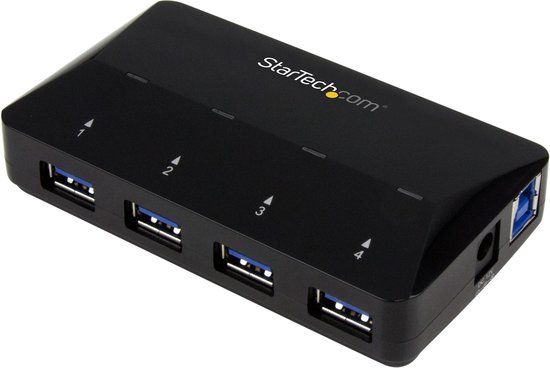 StarTech.com 4-Port USB 3.0 Hub with 2.4A Charging Port - Black