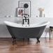 Hudson Reed Vrijstaand Bad met Twee Rugleuningen Klassiek 175cm x 73cm - Dark Charcoal (Grijs), met Zwarte Badpoten | Oxford